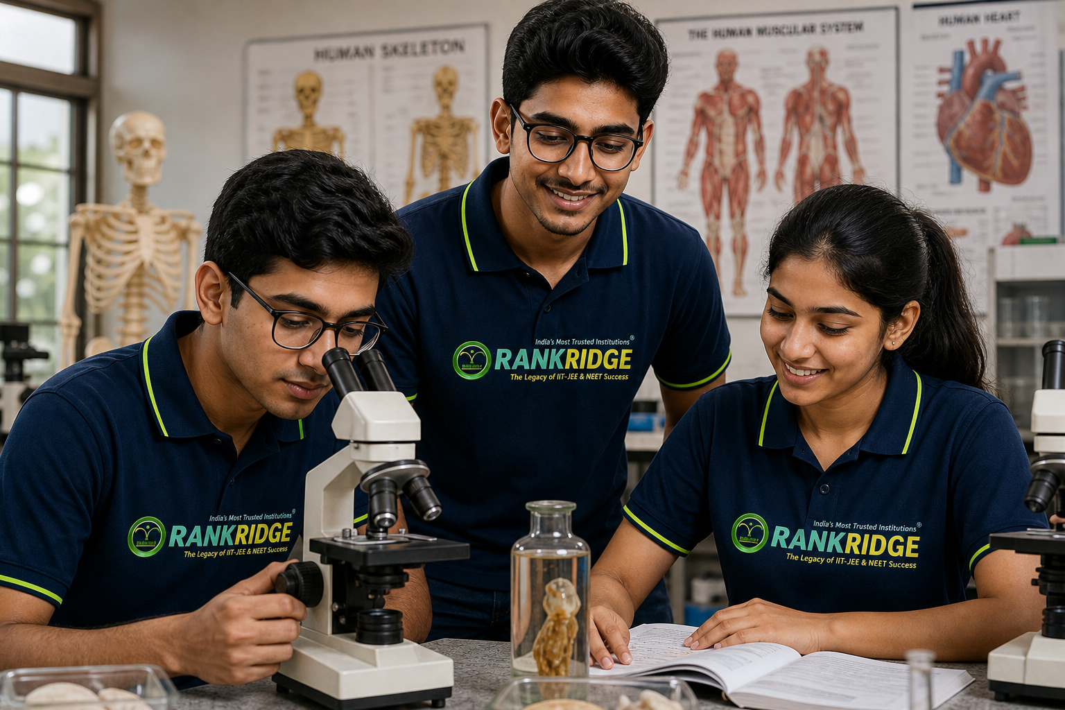 Illustrated Biology revision scene for NEET-UG aspirants in Hyderabad